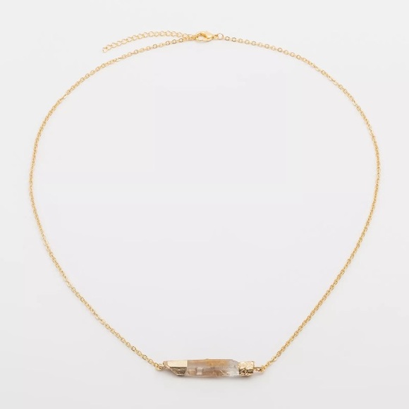 Boho natural stone clear faux gold chain necklace - Picture 2 of 4