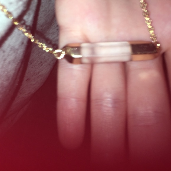 Boho natural stone clear faux gold chain necklace - Picture 4 of 4