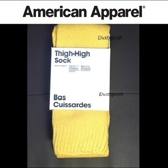 American Apparel Thigh High Socks Long Over Knee Yellow Warm Boot Vintage Y2K - Picture 2 of 6