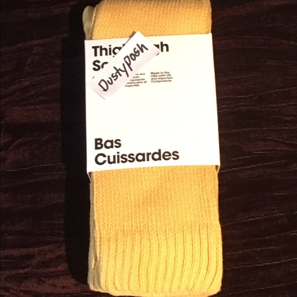 American Apparel Thigh High Socks Long Over Knee Yellow Warm Boot Vintage Y2K - Picture 3 of 6