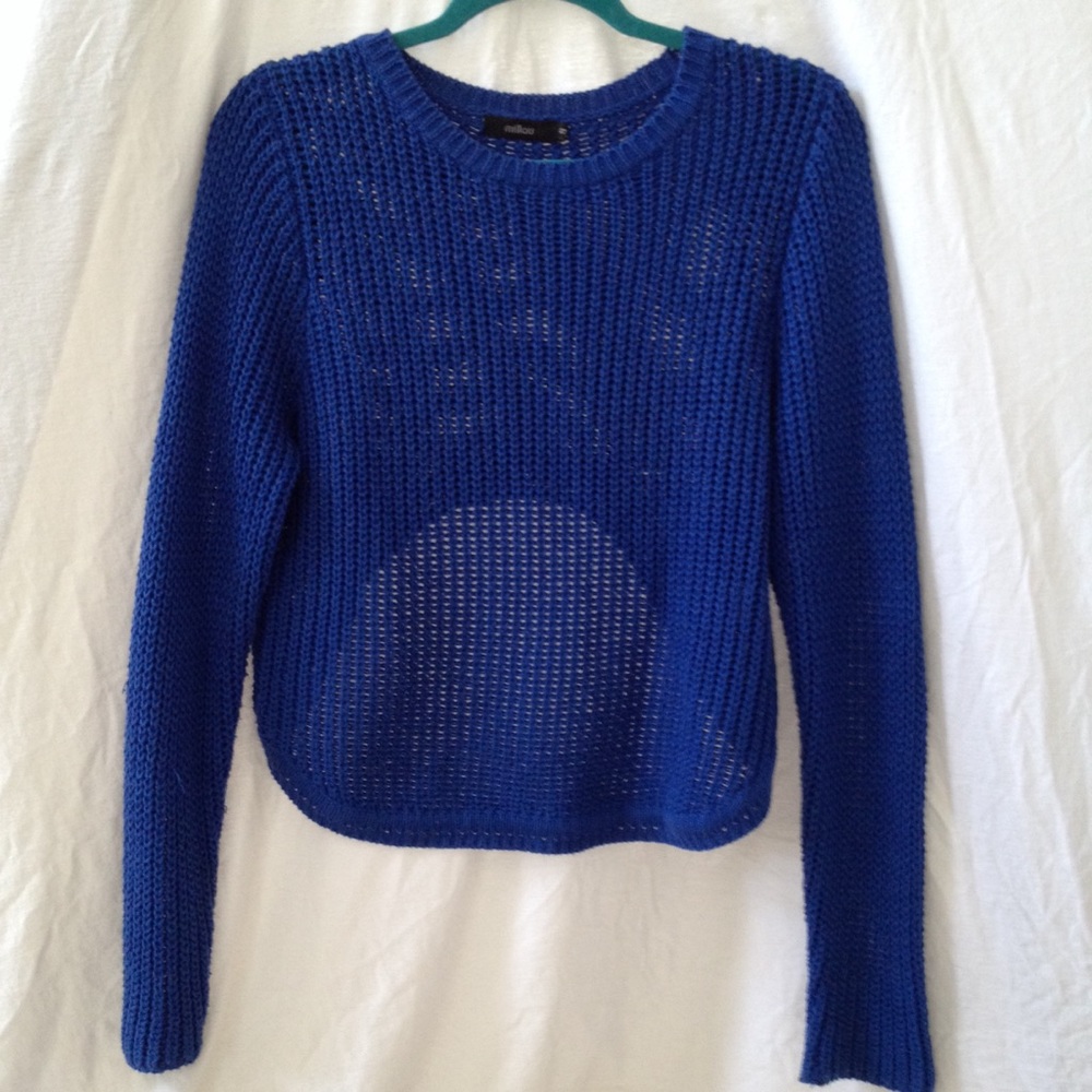 Blue LF brand millau crop hi-low sweater
