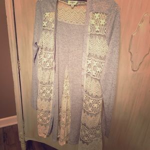 Grey and cream lace cardigan