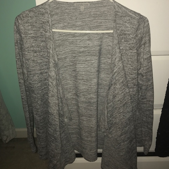 gray cardigan