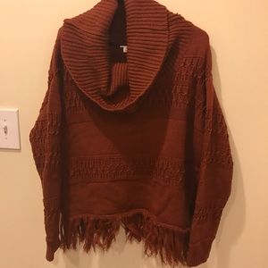 Rust colored knit poncho