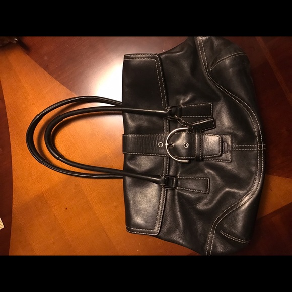 Black leather Coach bag