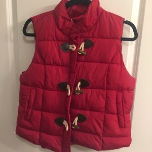 Red puffer vest