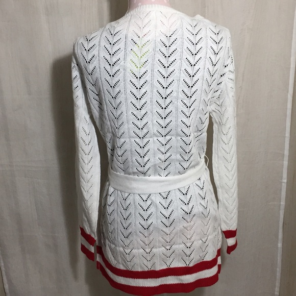 Echo Design Cardigan in White & Red Sue S/M - Picture 2 of 3