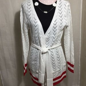 Echo Design Cardigan in White & Red Sue S/M