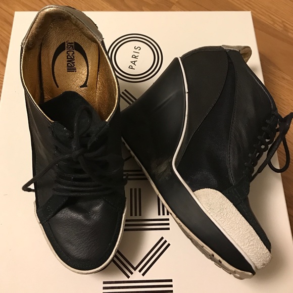 Just Cavalli Leather Wedge Sneaker