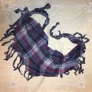 flannel grey and red triangle shaped scarf