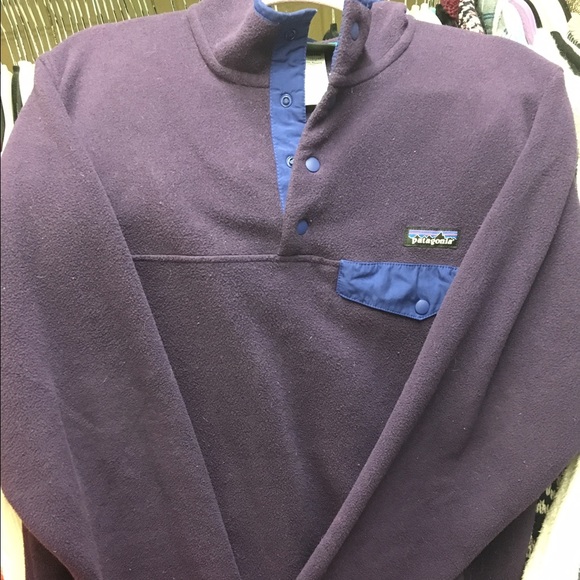 Patagonia Purple Quarter Zip with Snaps and Pocket