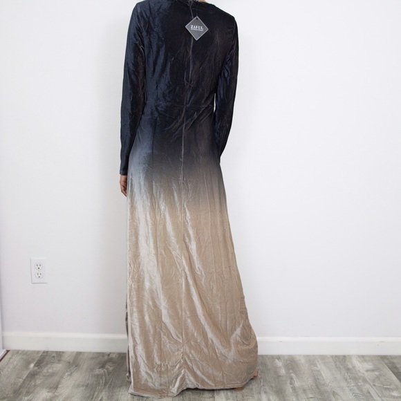 Zaful ombré long sleeve velvet dress