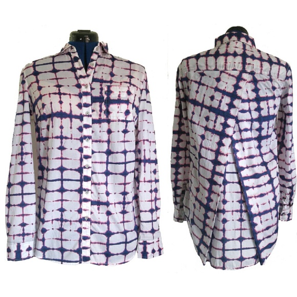 NWT Acid Wash Pleated Oversized Button Up Shirt - Picture 1 of 4
