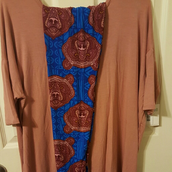 Lularoe OS Burgundy Mosaic Bears with Small Irma