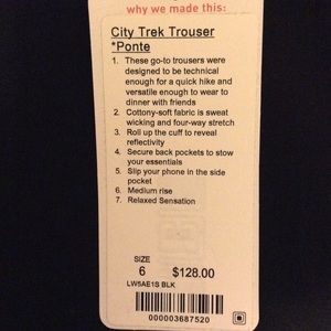 Lululemon city trek trouser *ponte