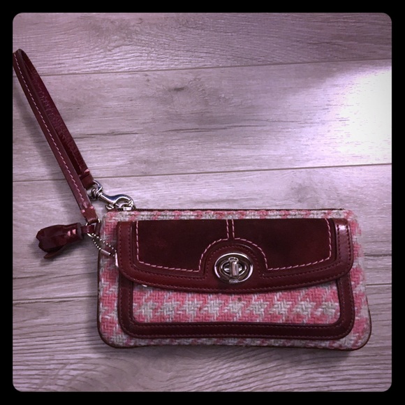 Maroon and pink COACH clutch