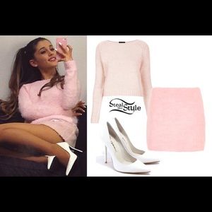 Topshop Baby Pink Fuzzy Crop Top Sweater
