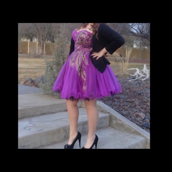 Formal purple peacock dress