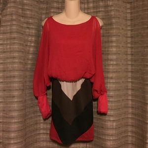 Long Sleeve Red Dress - Size Small