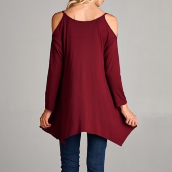 Cold Shoulder Hi Low Tunic Top - Picture 2 of 2
