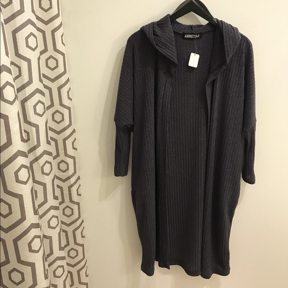 Charcoal Longline Cardigan w/Hoodie - NWT - Picture 1 of 3