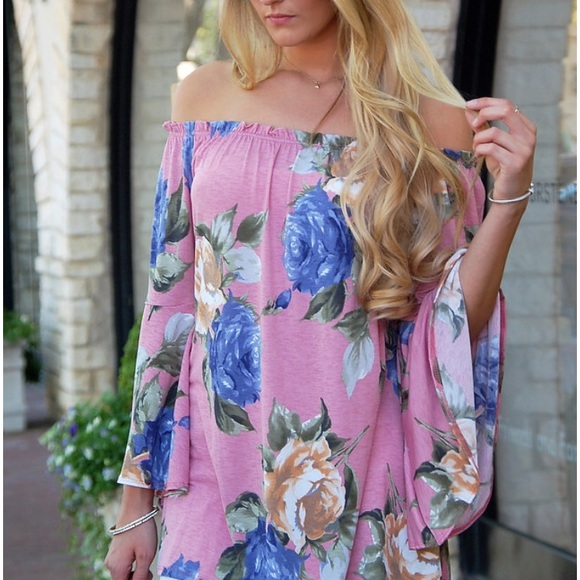 ❤️❗️Last 2! S, L Pink off shoulder floral top - Picture 2 of 5