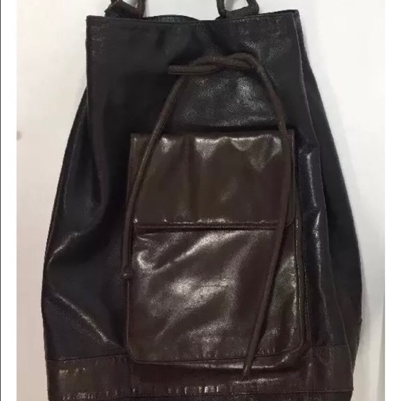 MAUD FRIZON ROUND BLUE &BROWN DRAWSTRING BAG - Picture 2 of 4
