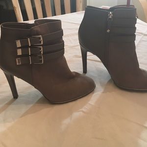 Sam & Libby gray suede heeled booties.