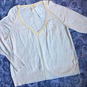 Yansi Fugel Ivory/Yellow V-Neck Sweater