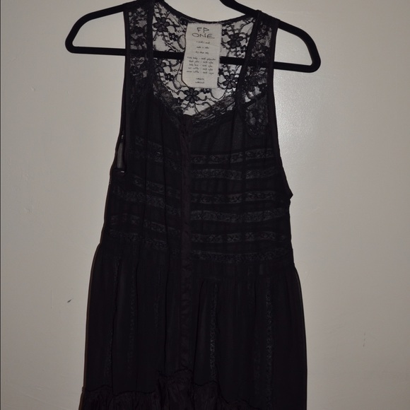 Free people sheer lace button up dress