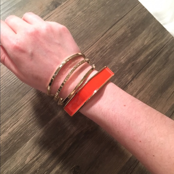 Gold and orange statement bangles! - Picture 4 of 4