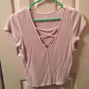 Lace Up Tan Top