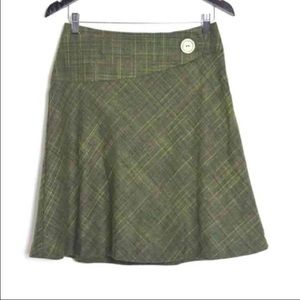 Green Plaid Wool Skirt