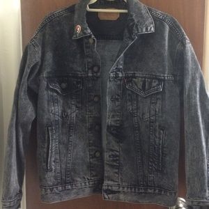 Punk hand painted Levi denim jacket acid black!