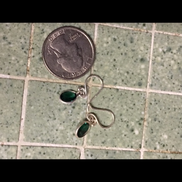 Quartz green earrings Sterling silver 925