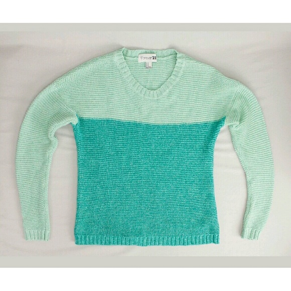 FOREVER 21 Teal Green Long Sleeve Boatneck Sweater