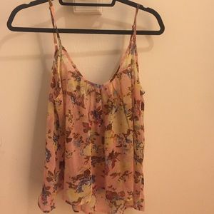 Pink and floral tank top blouse