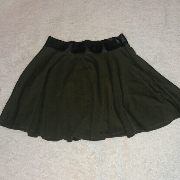 Olive Green Skater Skirt w/ Leather band