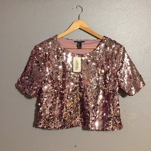 PINK sequin crop top