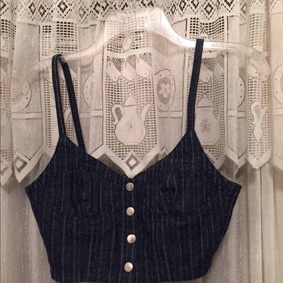 Denim pinstripe crop top - Picture 3 of 3