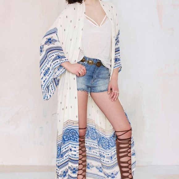 Sale! Tribal Print Long Chiffon Kimono One Size - Picture 1 of 3