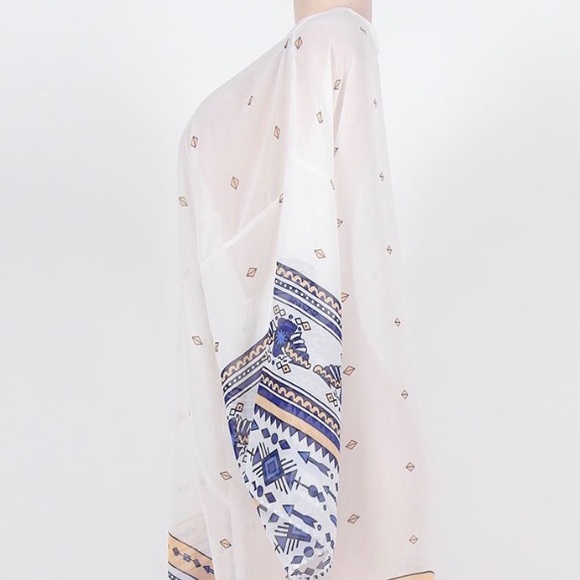 Sale! Tribal Print Long Chiffon Kimono One Size - Picture 2 of 3