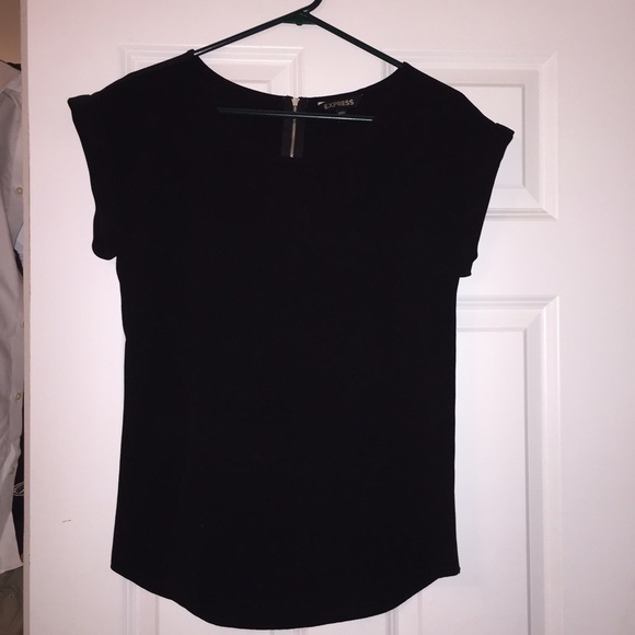 Express Black Cuffed Short Sleeve Shirt