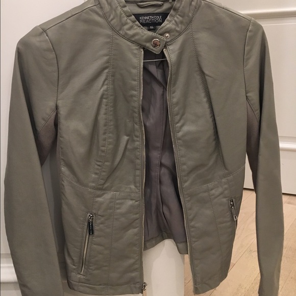 Band- Collar Leather Motorcycle Jacket