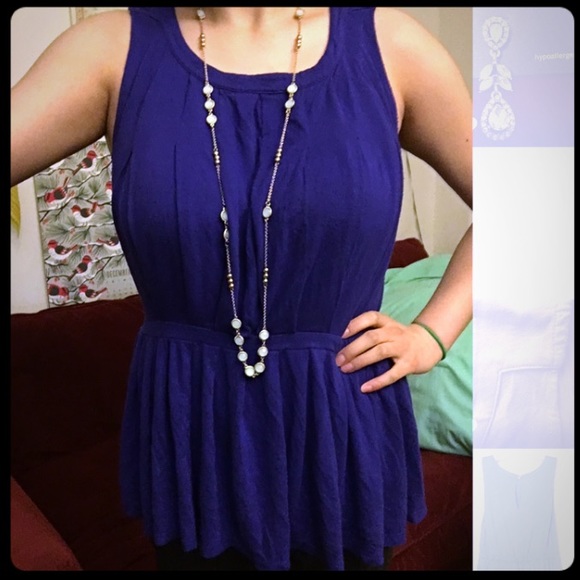 🎉3xHP🎉💎Anthro PleatedPeplumTank, RoyalBlue 💙 - Picture 2 of 5