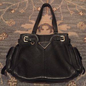 Prada black pebbled leather bag