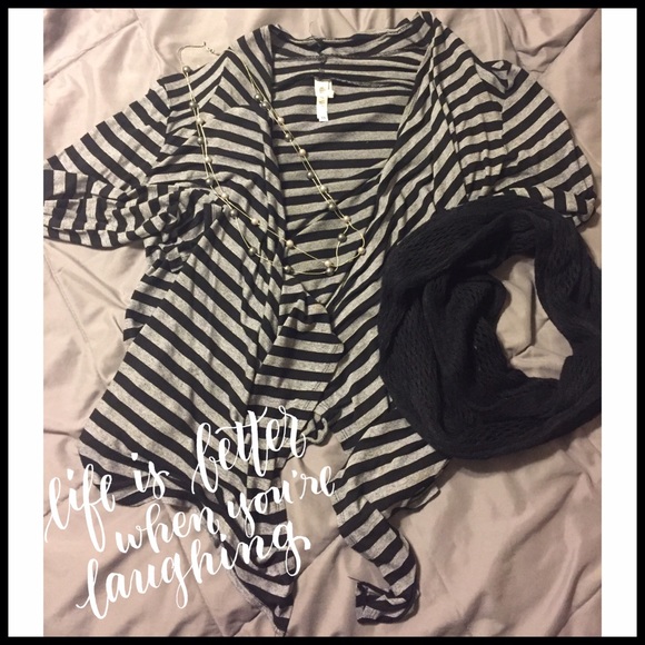 Sweaters - Striped Wrap Cardigan Sweater 3X