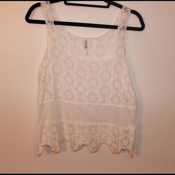 White lace free people tank