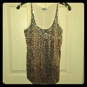 Express Gold Sequined Dressy Tank