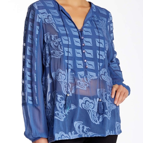 Tracy Reese Tunic embroidered kurta top shirt 👚 S